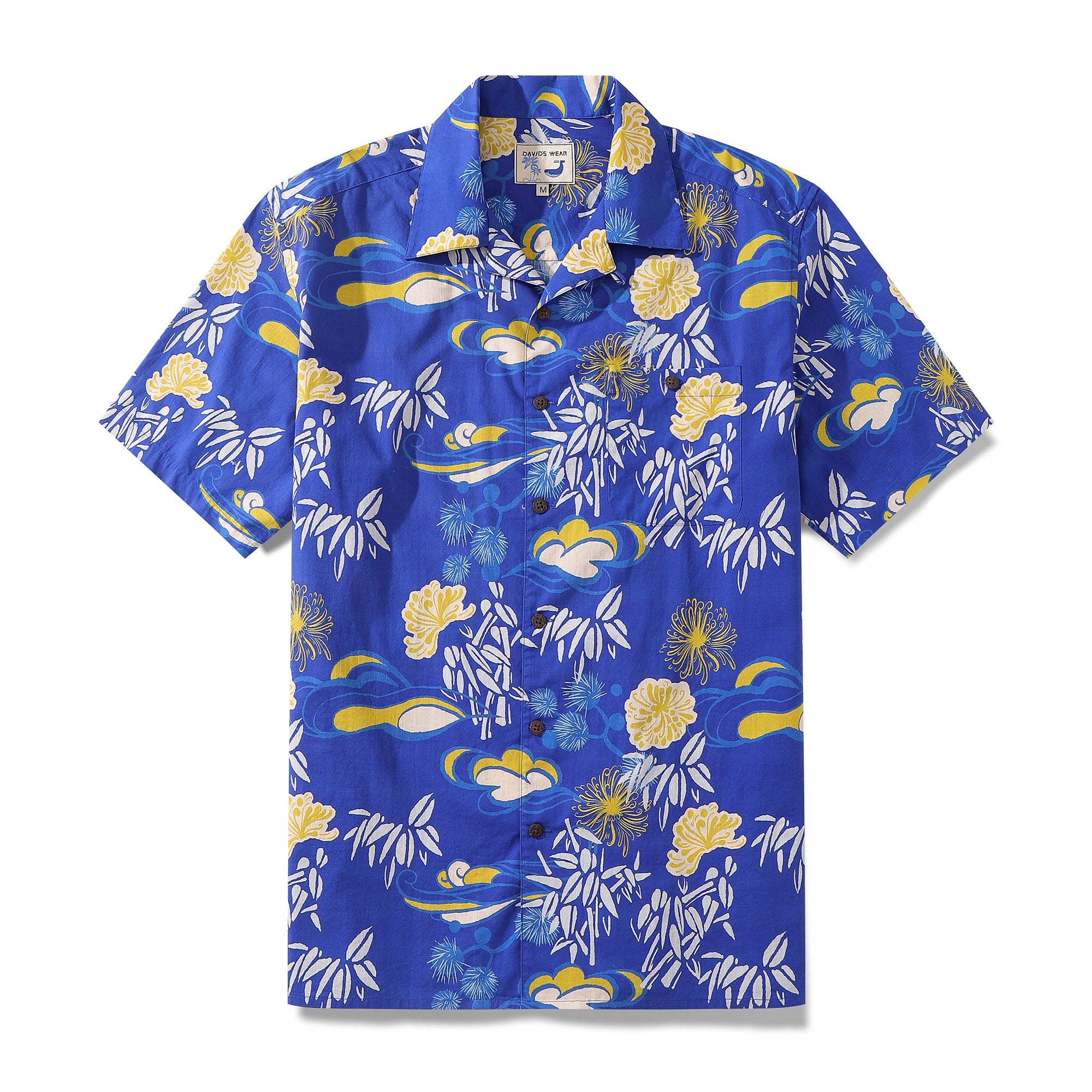 Hawaiian Shirts For Men Camp Bamboo shadow Short Sleeve Aloha Shirt - Blue