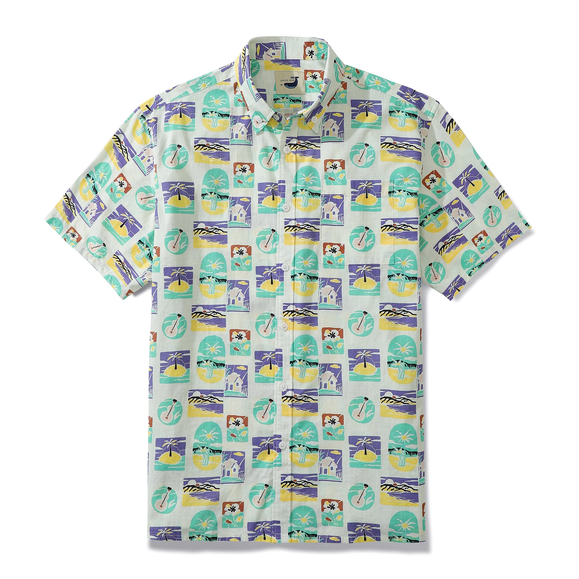 Color Block Plaid Shirt Men's Button-down Shirt 100% Cotton