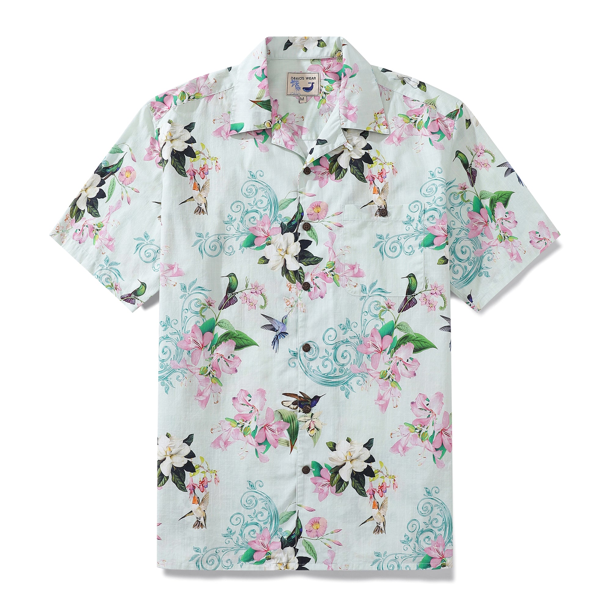 Hawaiian Shirts For Men Hummingbird Print Shirt 100% Cotton