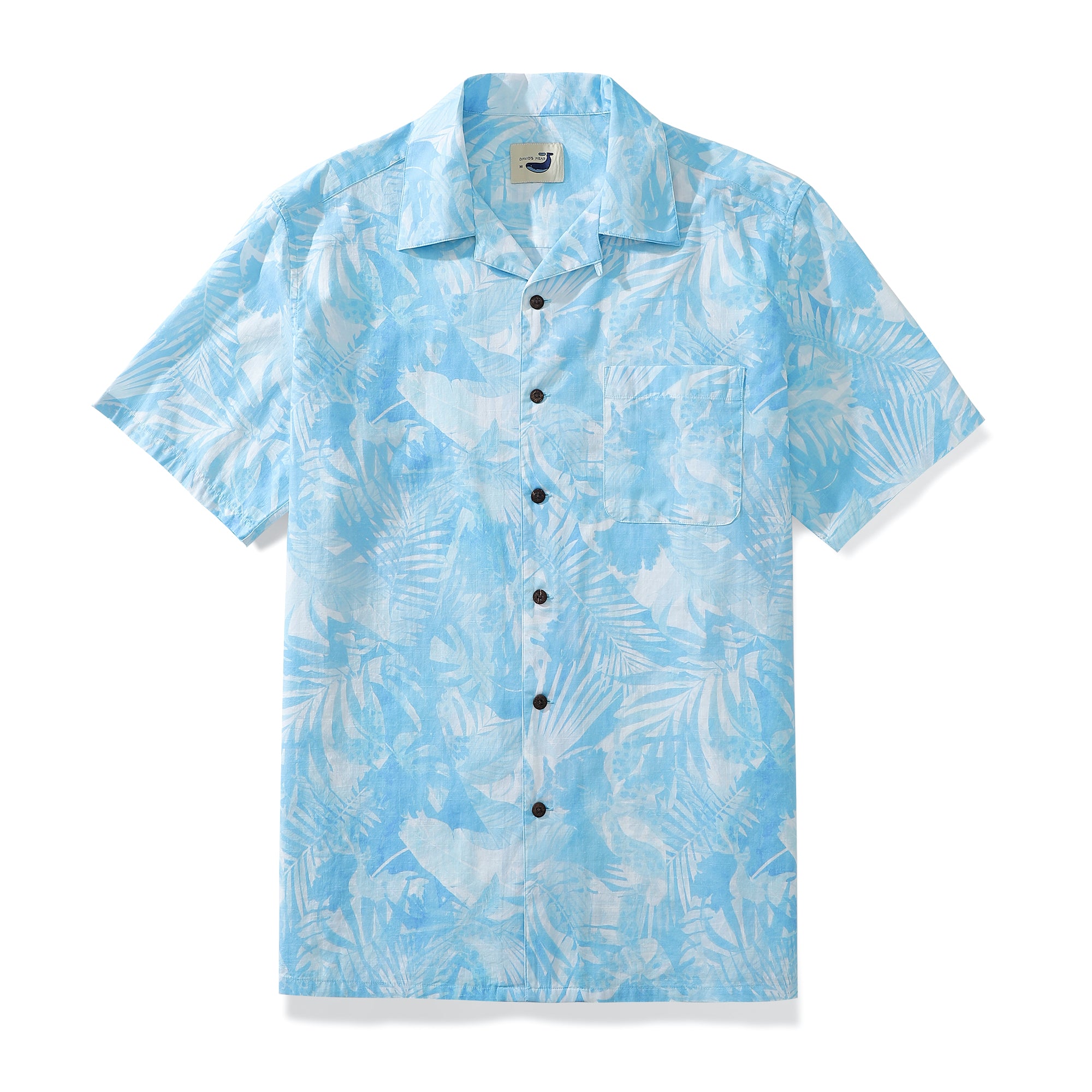 Tropical Jungle Leaves Men's Hawaiian Shirts Coconut Button 100% Cotton