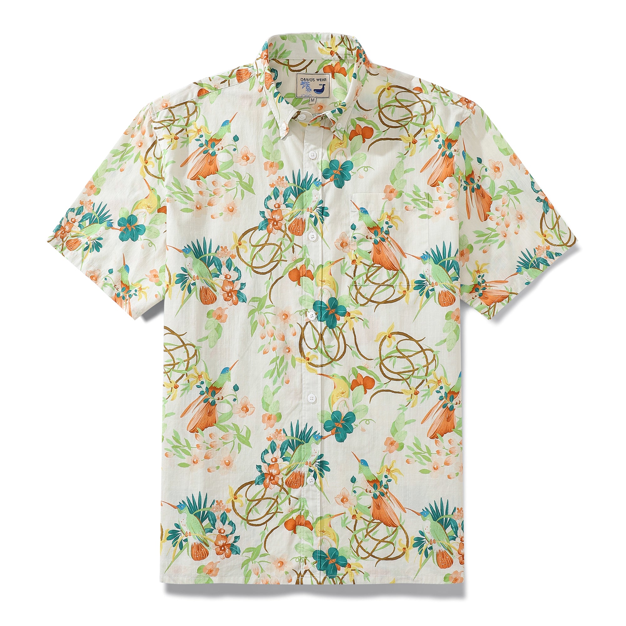Men's Button Down Shirt Hummingbird Festival Cotton Aloha Shirt Hawaiian Shirt