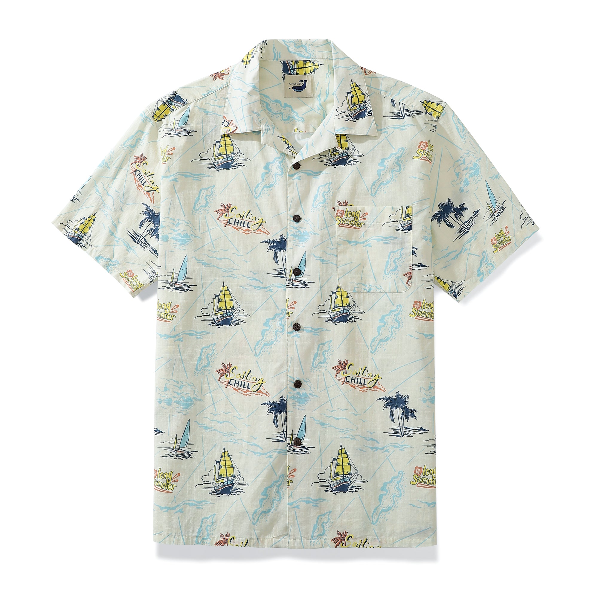 Sailing Adventure Men's 100% Cotton Camp Shirts Coconut Button