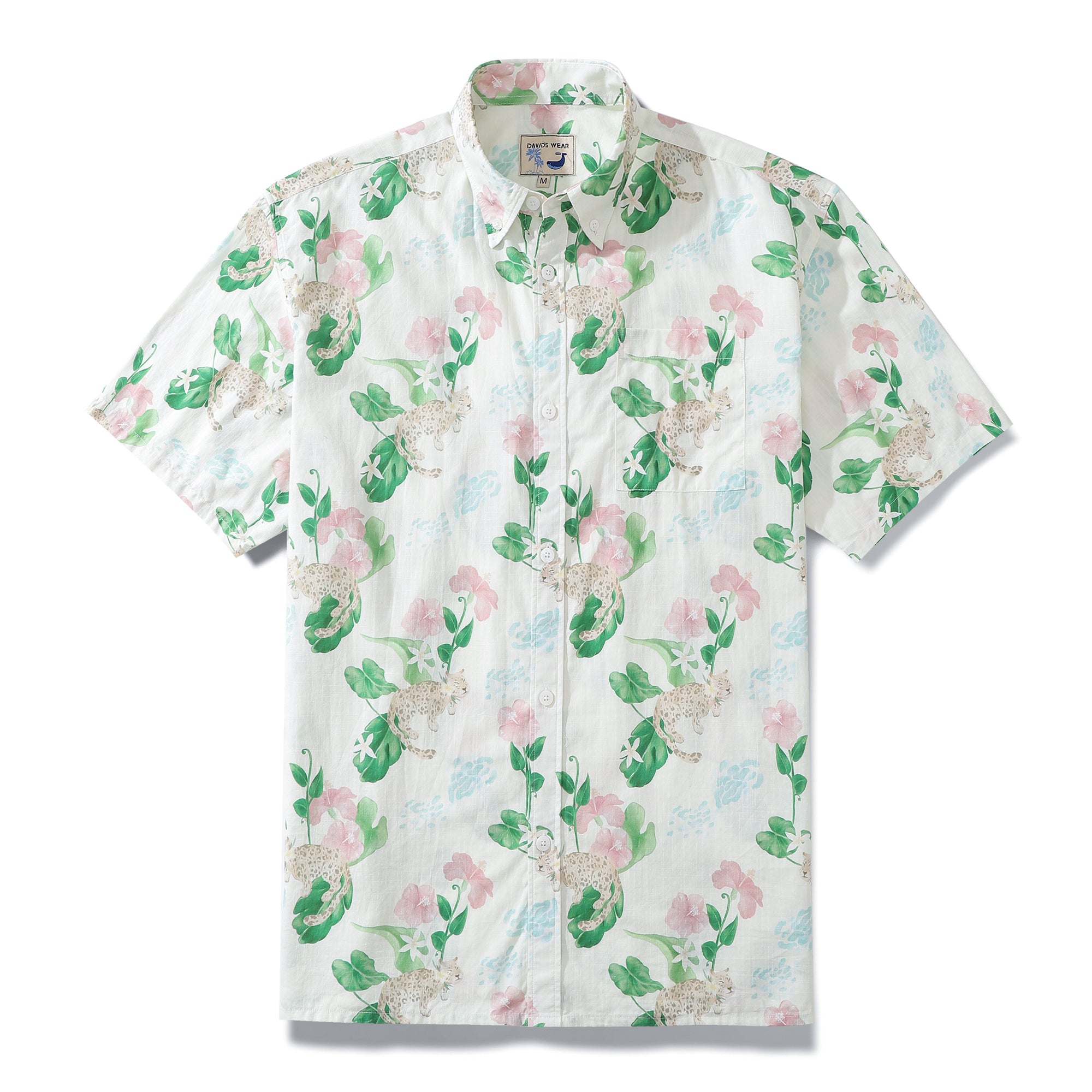 Hawaiian Shirt For Men Tropical Leopard And Hibiscus Short Sleeve Designer Shirt