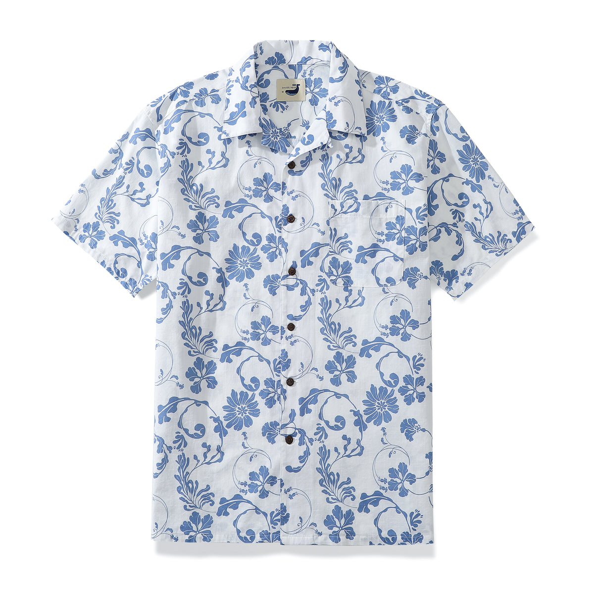 Light Blue Chrysanthemum White Cotton Shirt Soft and Comfortable ...