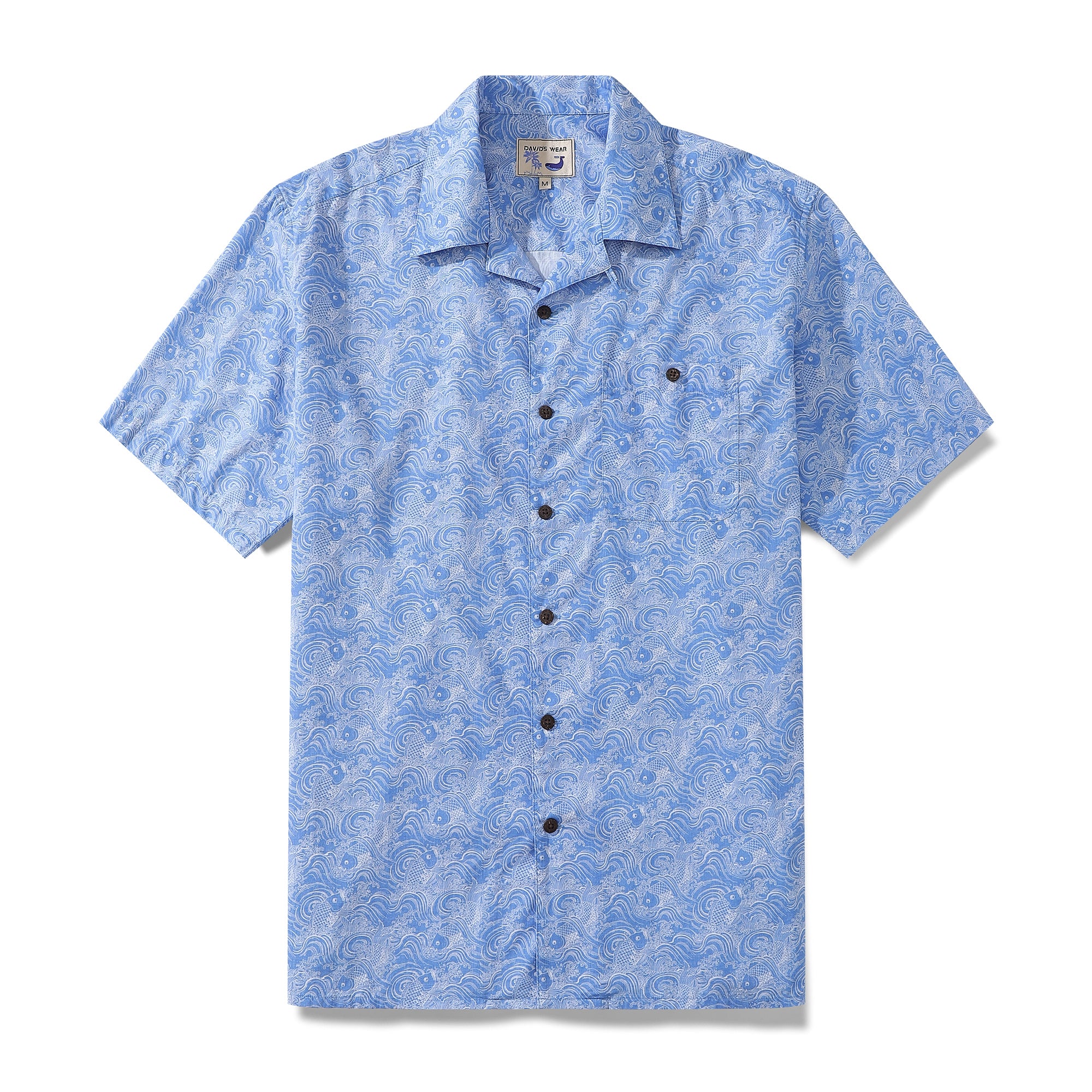Hawaiian Shirts For Men Traditional Koi Carp Printed 100% Cotton Short ...