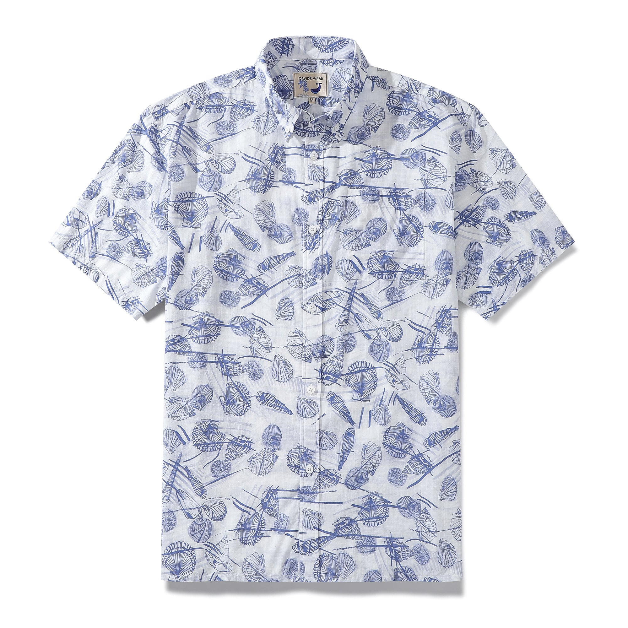 Hawaiian Shirts For Men Vintage Cotton Various Shellfish Print Shirt
