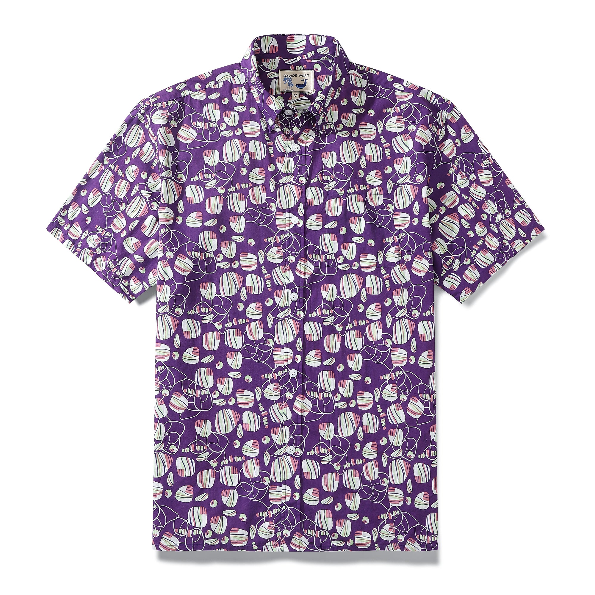 Men's Aloha Shirt Seaside Bathing Beach Cotton Short-sleeve Button-down