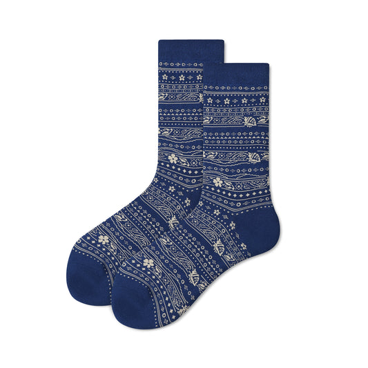 Classic Ethnic Stripe Socks Dark Blue Men and Women Socks