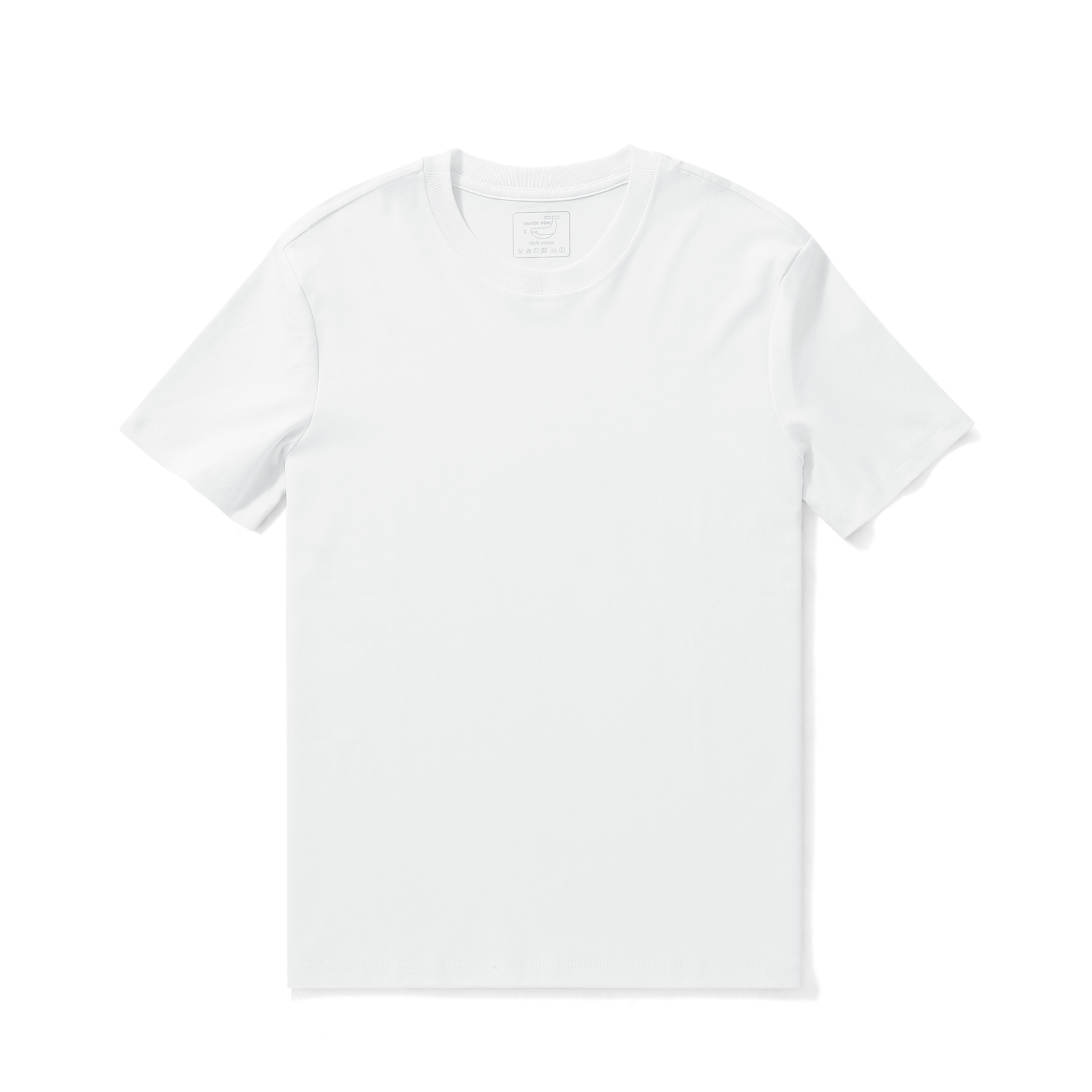 T-shirt blanc à manches courtes et col rond antitache