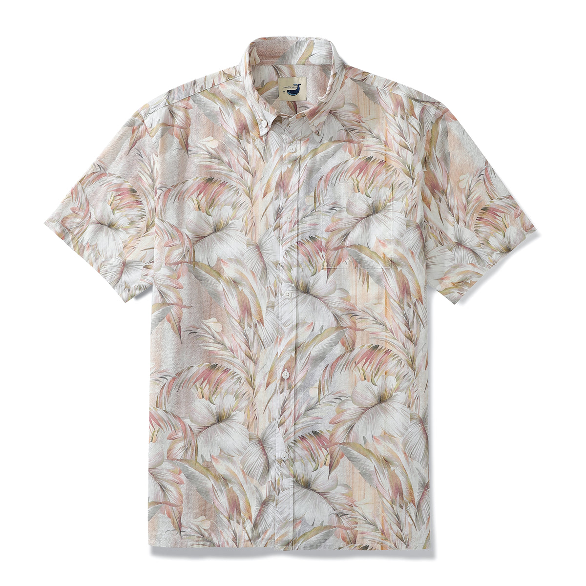 Men's Hawaiian Shirt Tropical Plam Leaves Feather Short Sleeve Button ...