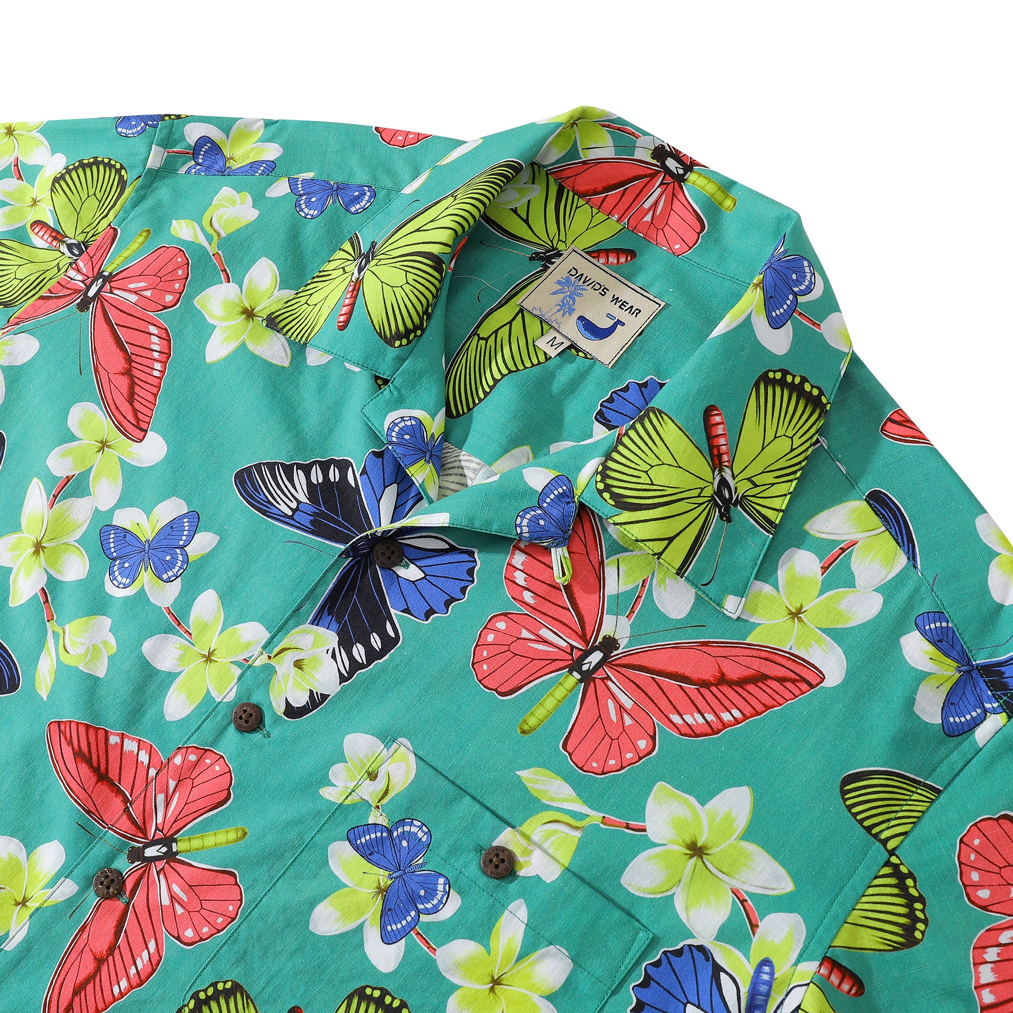 Men's Hawaiian Shirt Colorful Butterfly Coconut Button Camp Aloha Shirt