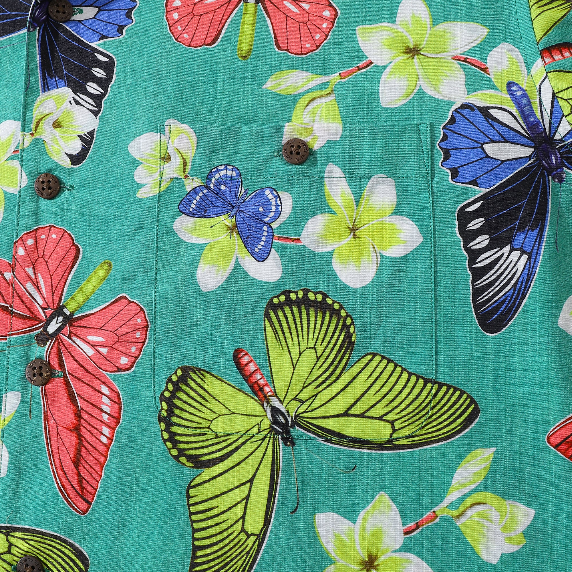 Men's Hawaiian Shirt Colorful Butterfly Coconut Button Camp Aloha Shirt