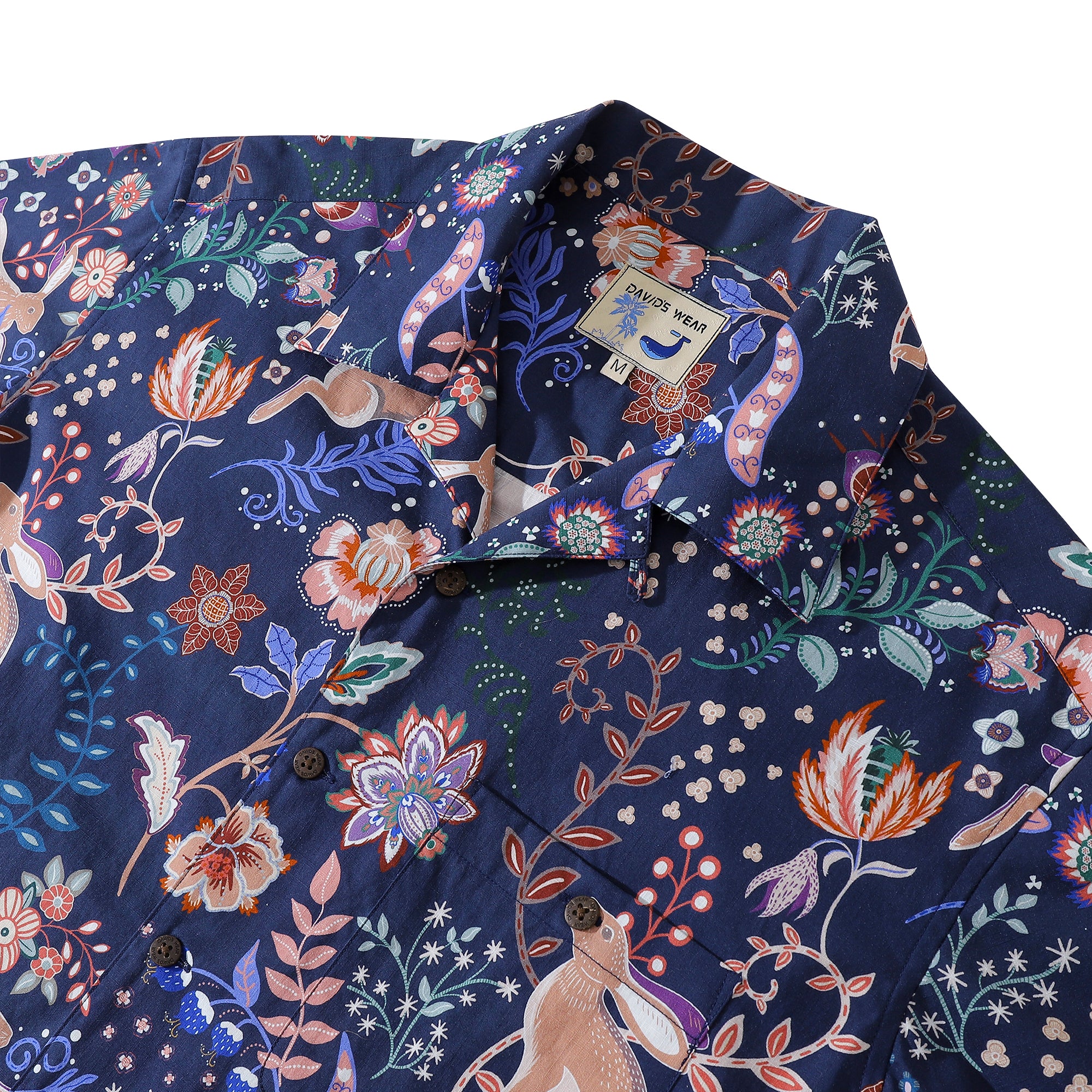 Chemise hawaïenne pour hommes Happy Rabbit Coconut Button Camp Aloha Shirt