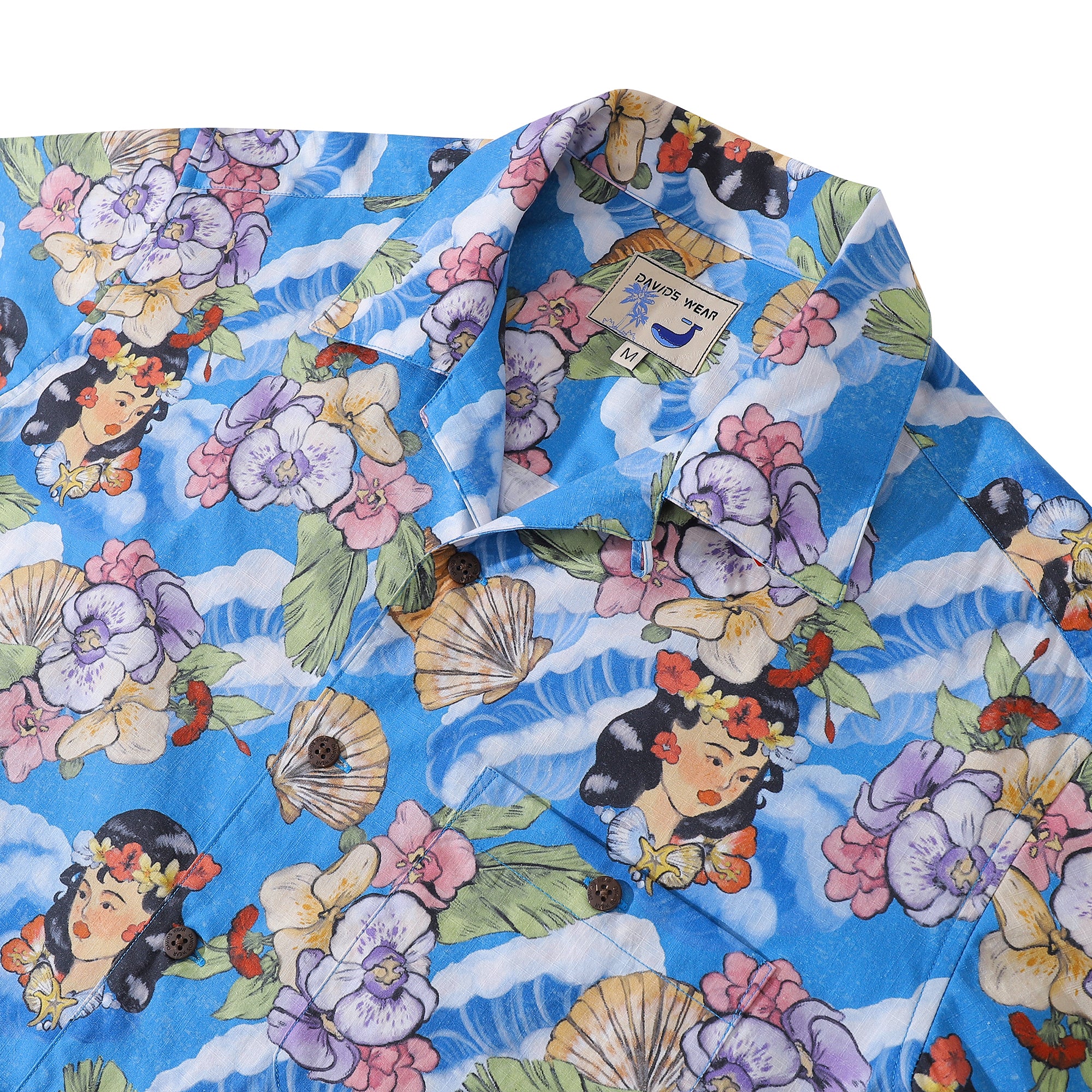Hawaiian Shirts For Men Tropical Hibiscus Blue Camp Shirt Hawaiian Women Cotton Aloha Shirt