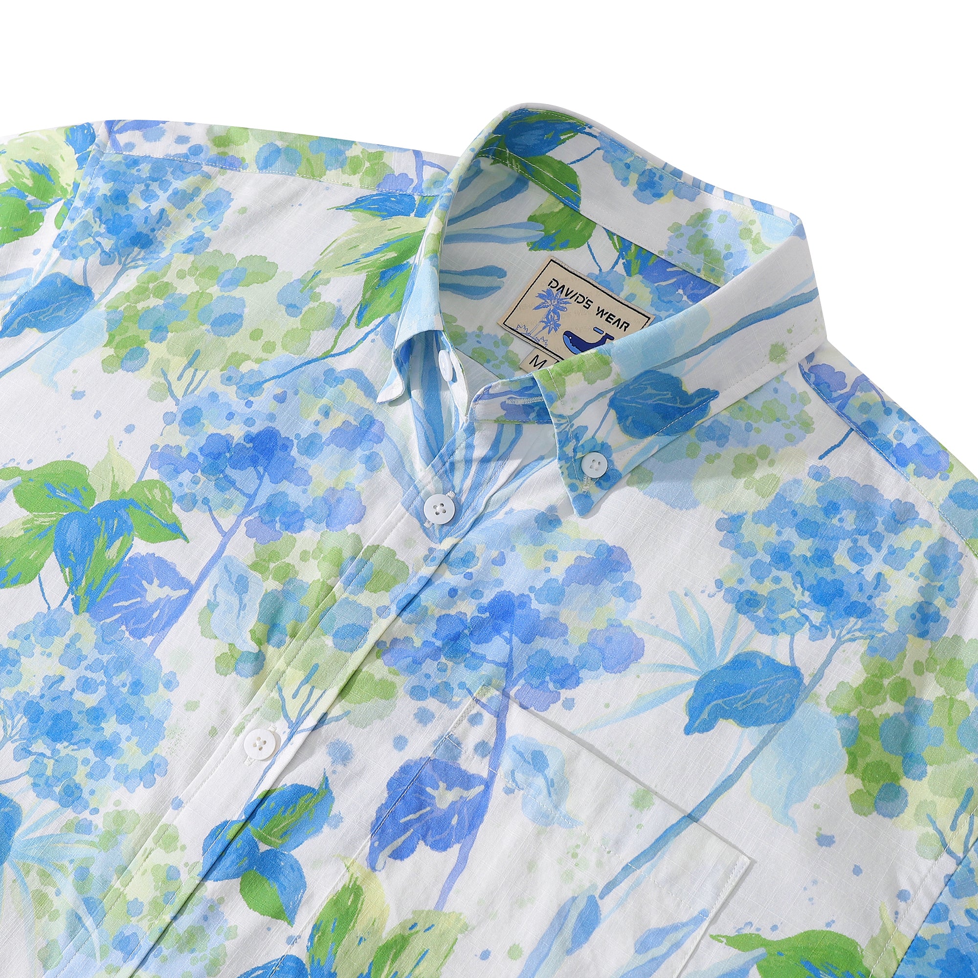 Hawaiian Shirts For Men Tropical Floral Smudged Button Down Cotton Aloha Shirt