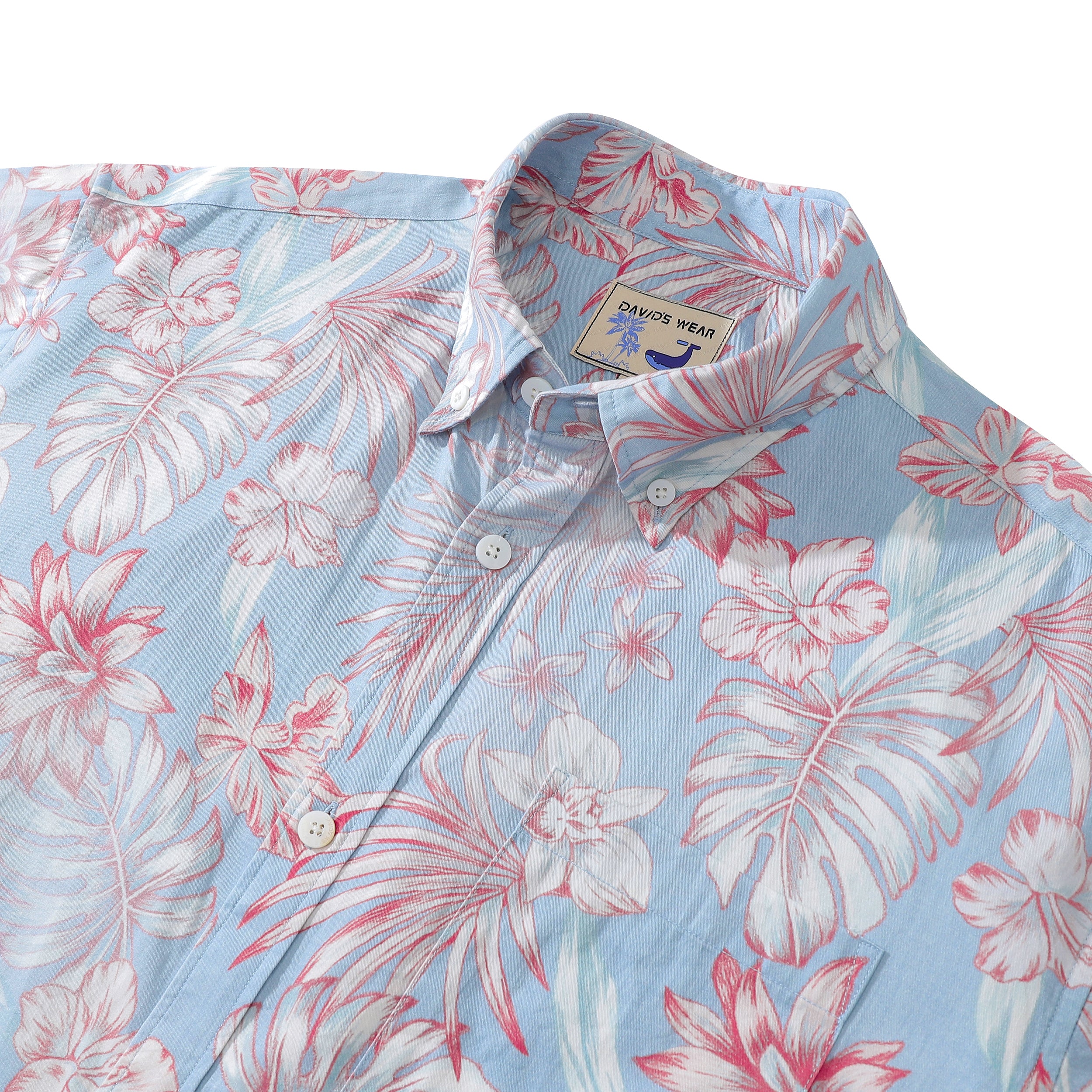 Hawaiian Shirt For Men Purple And Pink Tropical Floral Short-Sleeve Shirt Tencel™