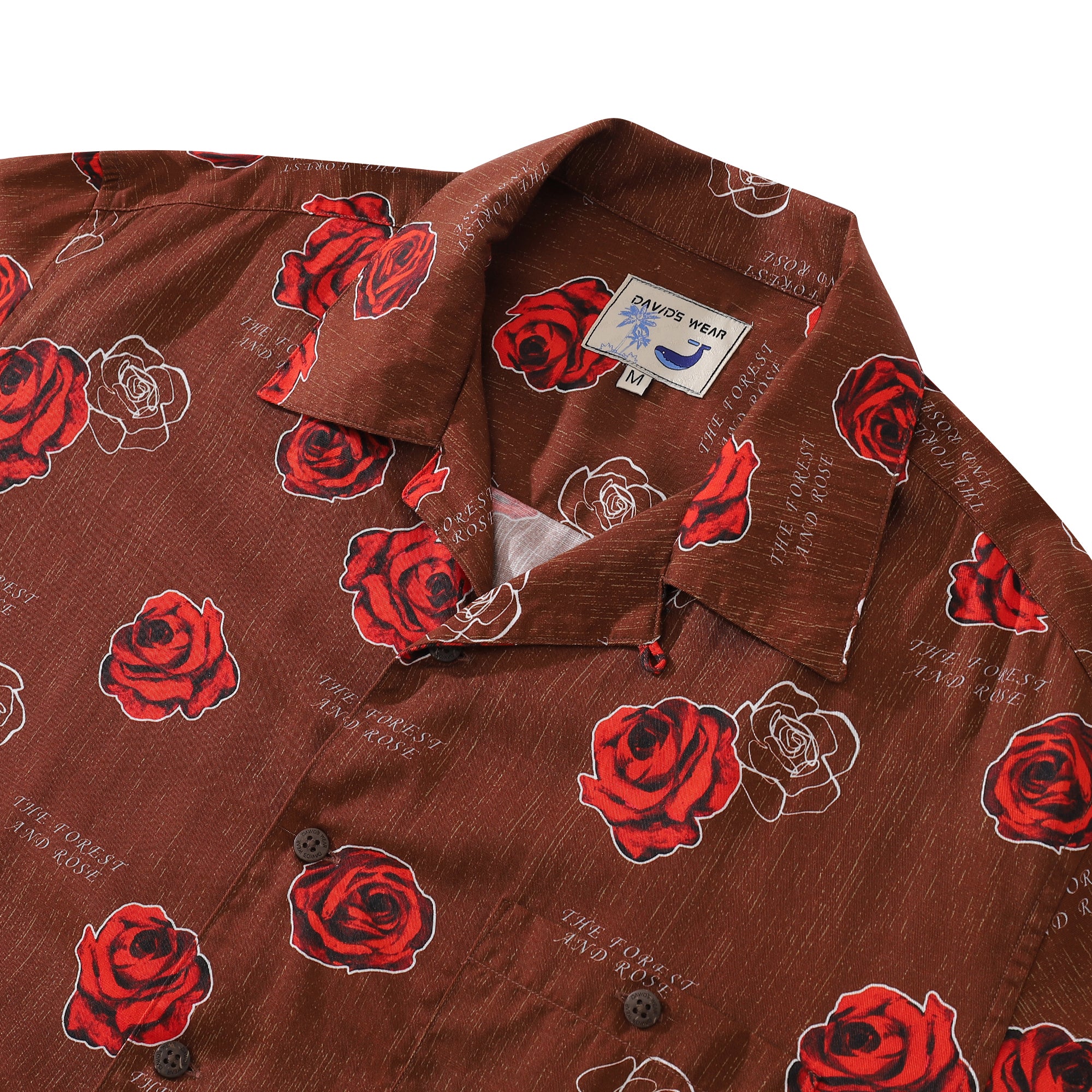 Valentine's Day Hawaiian Shirts For Men Gorgeous Rose Print Shirt Short Sleeve