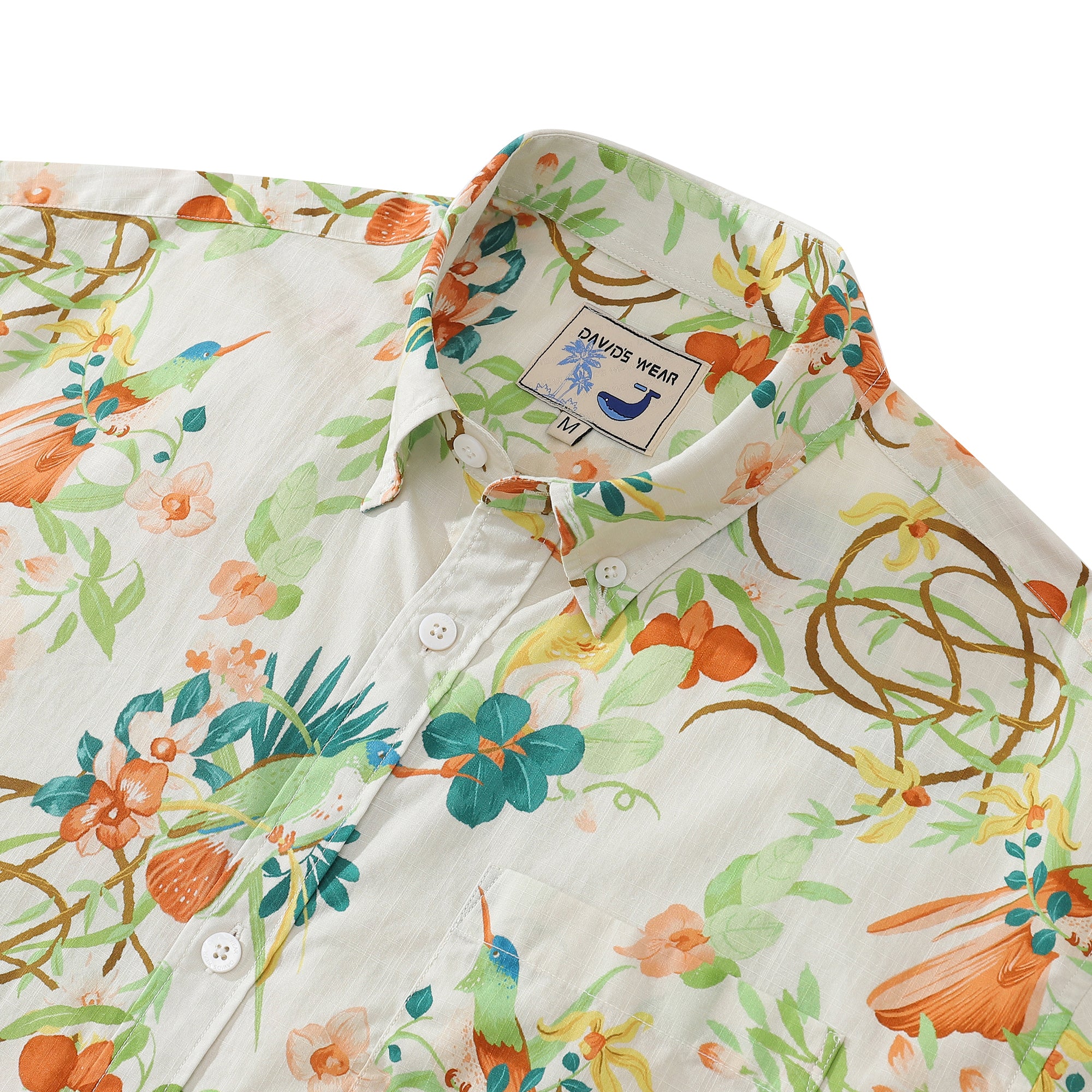 Men's Button Down Shirt Hummingbird Festival Cotton Aloha Shirt Hawaiian Shirt