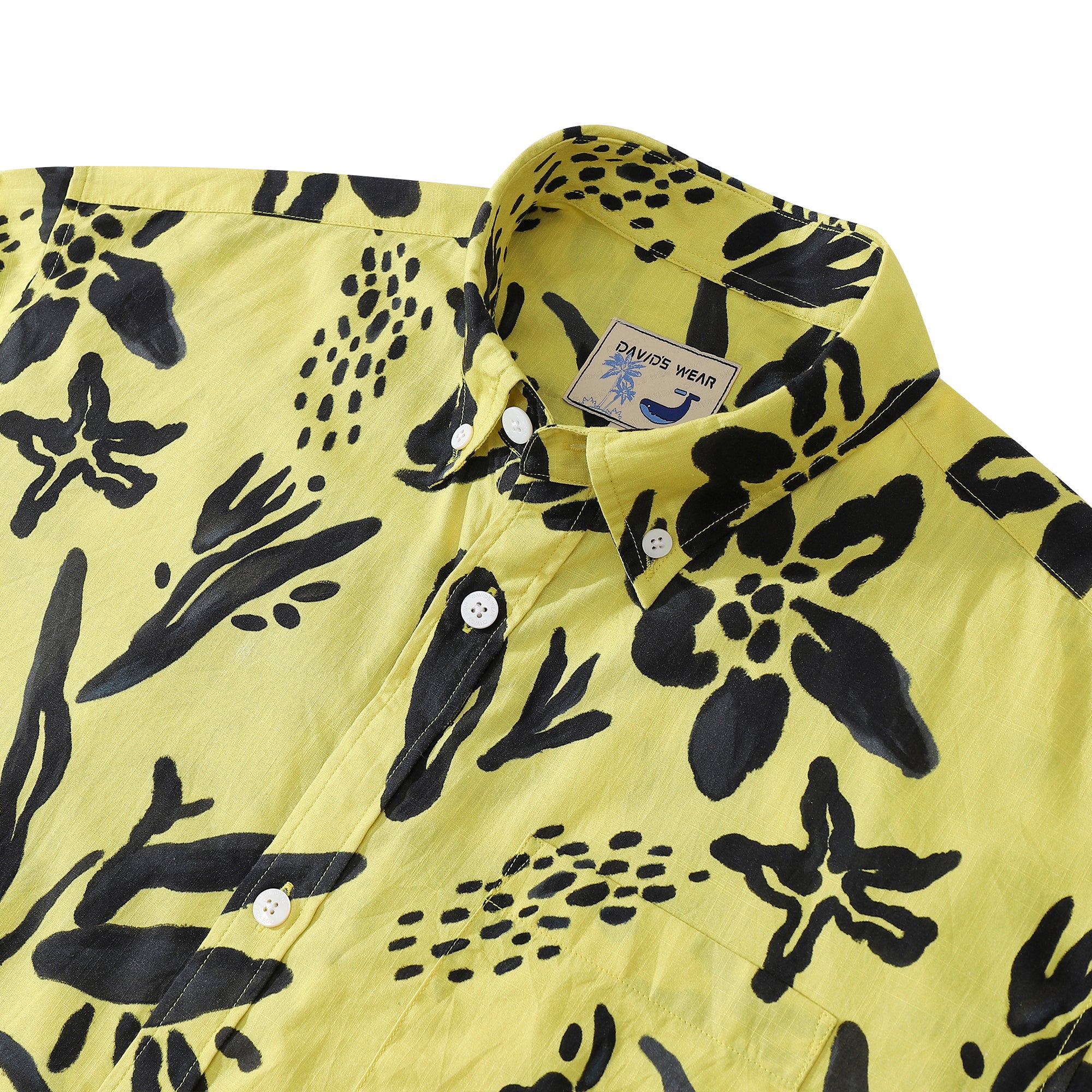 Hawaiian Shirt For Men Yellow Floral Print Vacation Short Sleeve Aloha Shirt