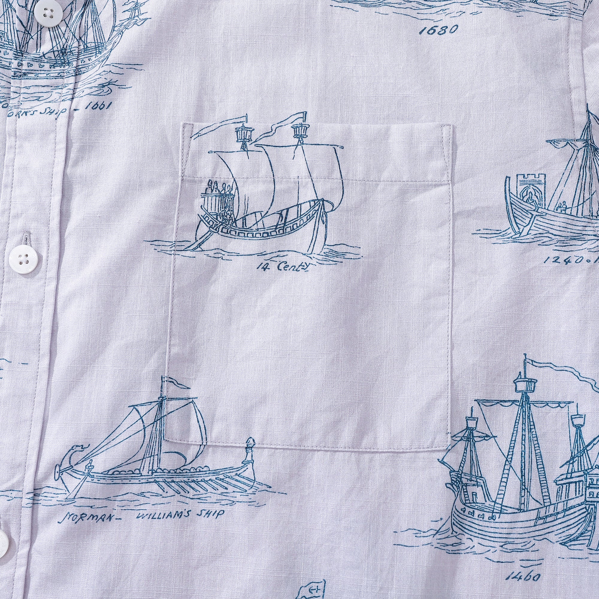 Hawaiian Shirt For Men Ship And Boat Drawing Short Sleeve Designer Shirt
