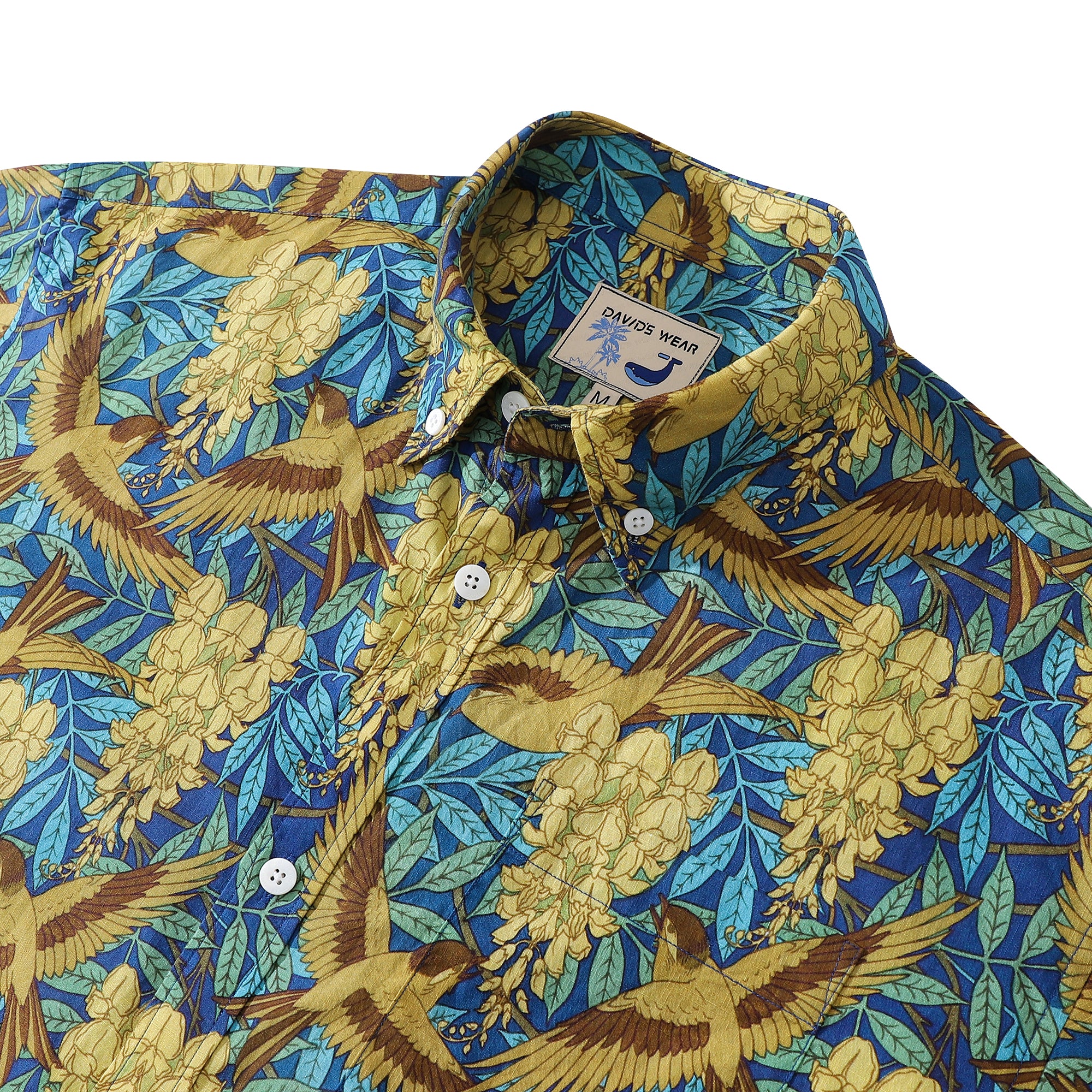 Hawaiian Shirts For Men Maurice Pillard Verneuil Birds and Wisteria Designer Shirt Short Sleeve