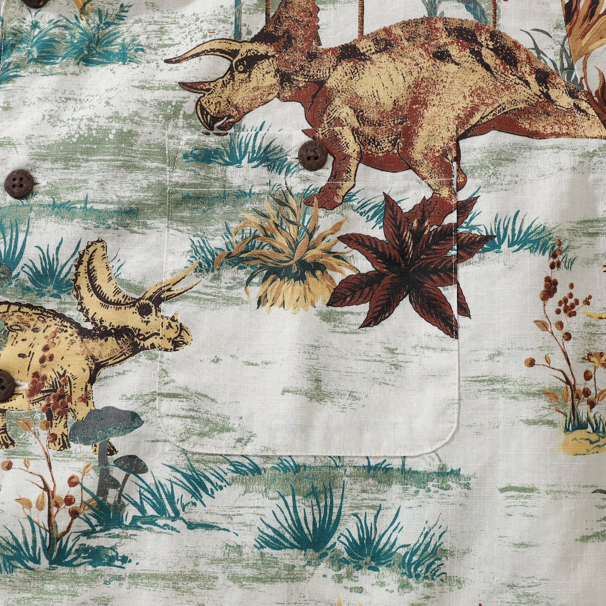 Men's Hawaiian Shirt Jurassic Park Dinosaur Camp Shirt Cotton Tropical Aloha YIUME(DAVID'S WEAR)