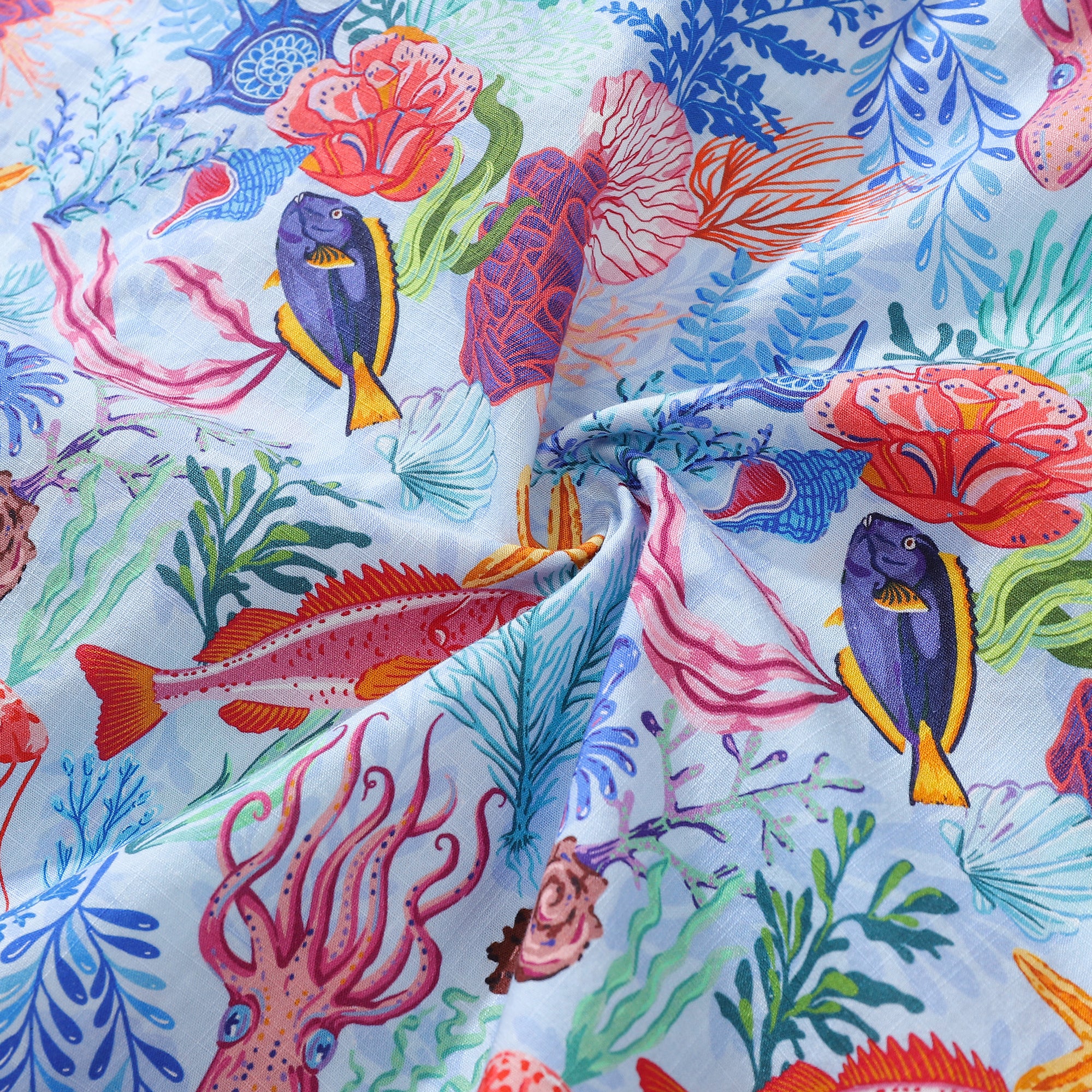 Hawaiian Men's Shirt with Colorful Ocean Print Short Sleeve