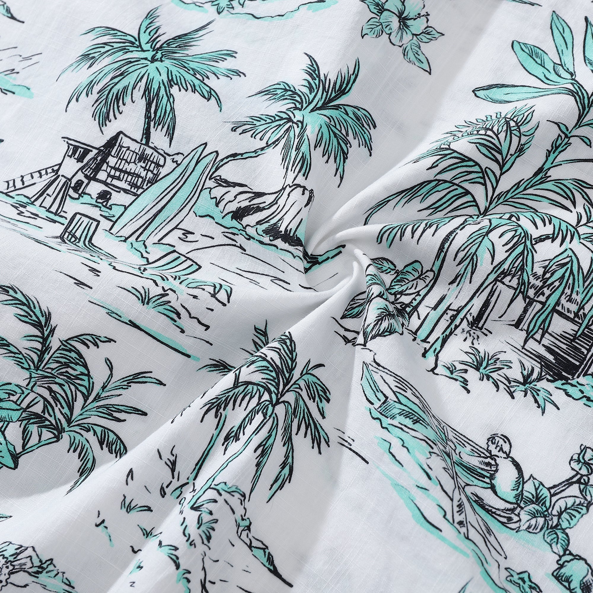 Hawaiian Shirts for Men Tropical Island Scenery Print 100% Cotton Short Sleeve