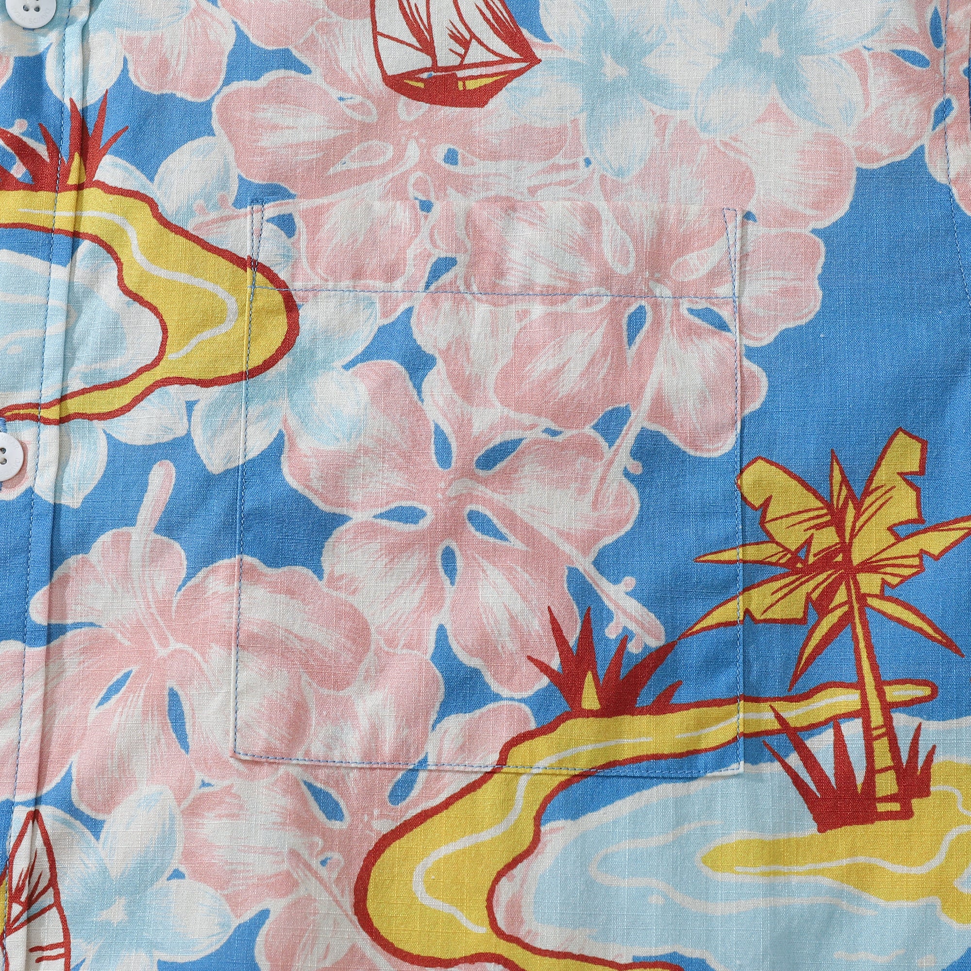 Hawaiian Shirt For Men Hibiscus Island Print Short Sleeve Cotton Button Down