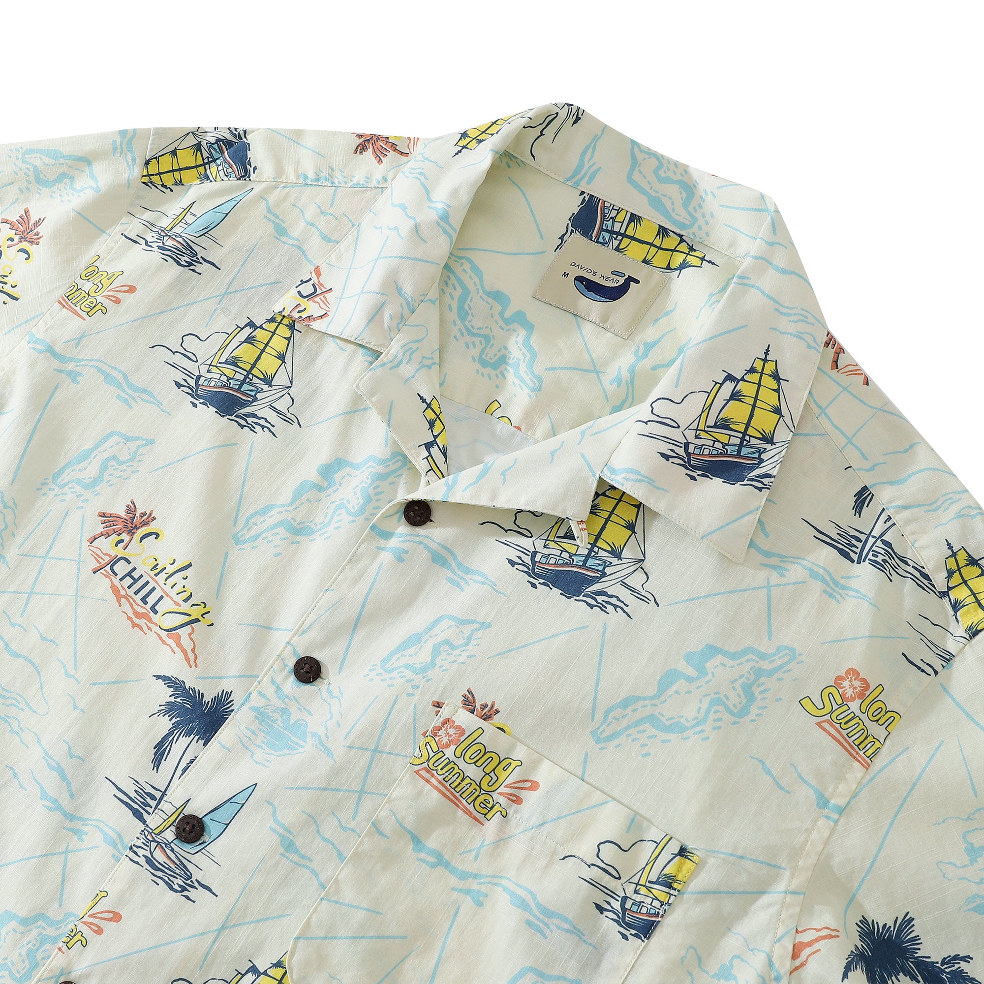 Sailing Adventure Men's 100% Cotton Camp Shirts Coconut Button